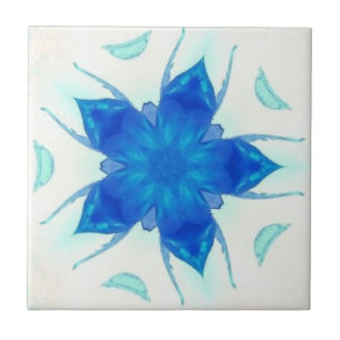 Azure Blue-blomturkos aquamarine geometric Kakelplatta