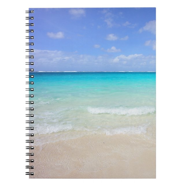 Azure Blue Caribbean Tropical Beach Anteckningsbok (Framsidan)