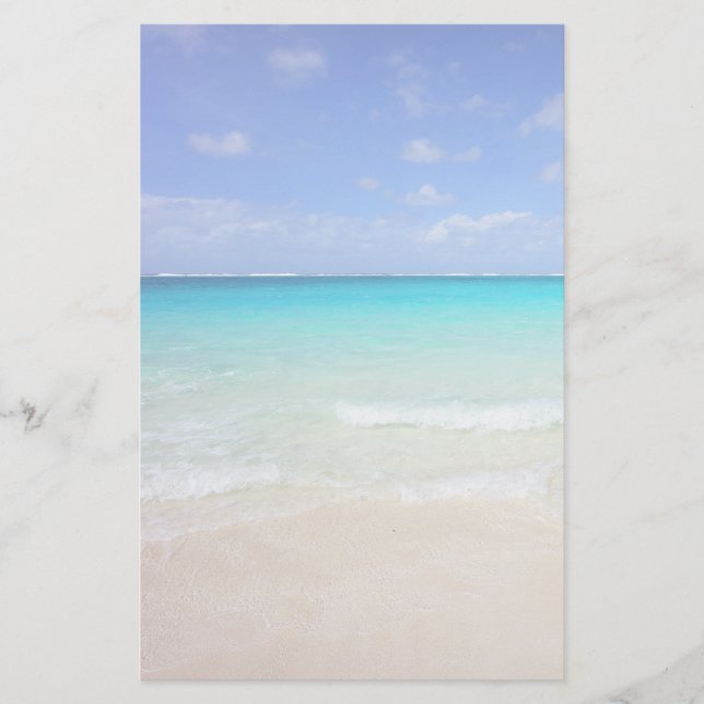 Azure Blue Caribbean Tropical Beach Brevpapper (Framsida)
