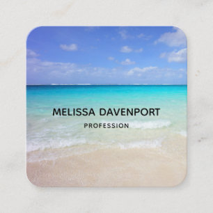 Azure Blue Caribbean Tropical Beach Fyrkantigt Visitkort