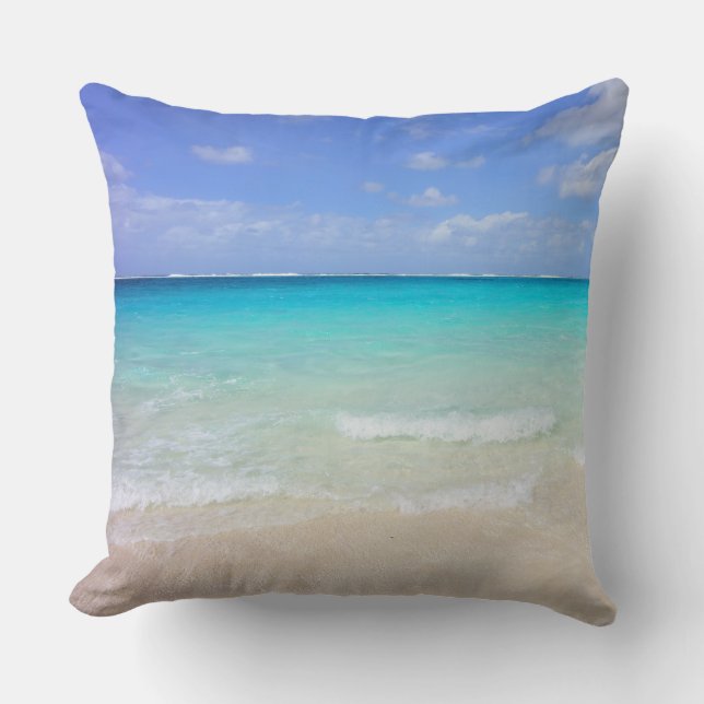 Azure Blue Caribbean Tropical Beach Kudde (Framsida)