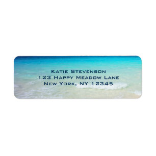 Azure Blue Caribbean Tropical Beach Returadress Etikett