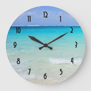 Azure Blue Caribbean Tropical Beach Stor Klocka