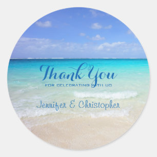 Azure Blue Caribbean Tropical Beach Tack Runt Klistermärke