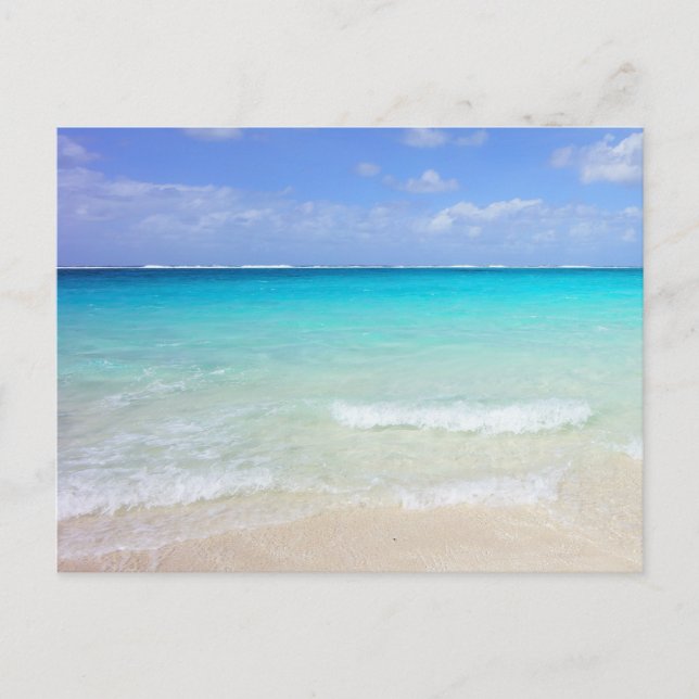 Azure Blue Caribbean Tropical Beach Vykort (Framsida)