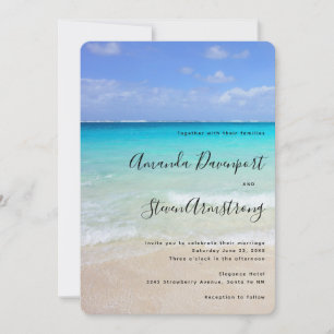 Azure Blue Caribbean Tropical Beach Wedding Inbjudningar