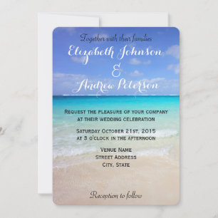 Azure Blue Caribbean Tropical Beach Wedding Inbjudningar