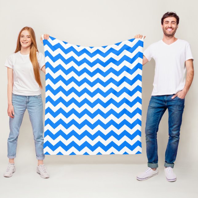 Azure Blue Chevron Fleecefilt (På plats)