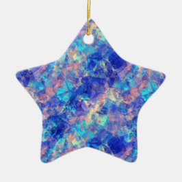 Azure Blue Crumpled Struktur Julgransprydnad Keramik