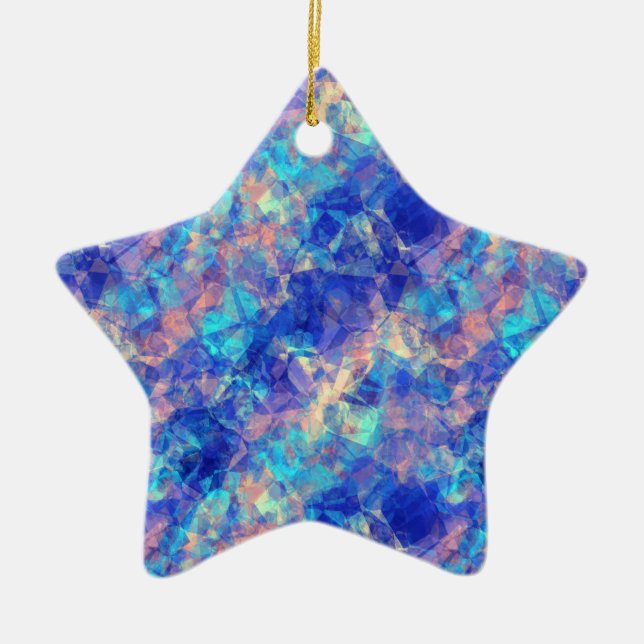 Azure Blue Crumpled Struktur Julgransprydnad Keramik (Framsidan)