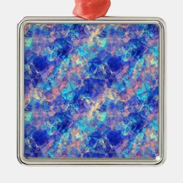 Azure Blue Crumpled Struktur Julgransprydnad Metall (Framsidan)