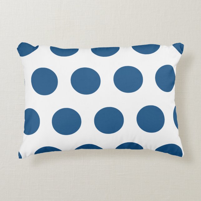 Azure Blue Geometric White Polka dots Prydnadskudde (Framsidan)