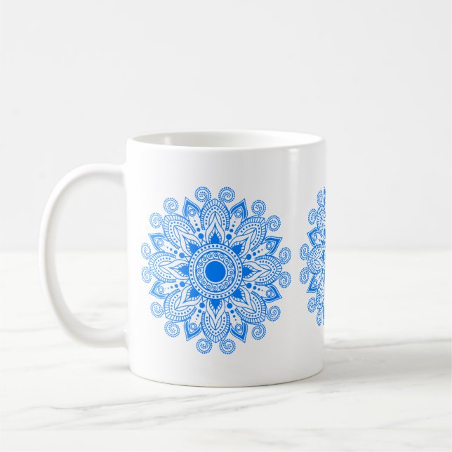 Azure Blue Mandala Kaffemugg (Vänster)