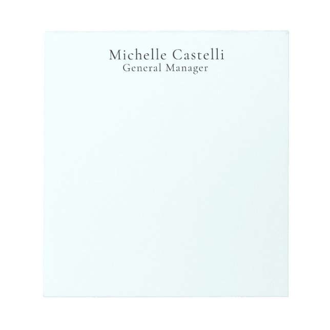 Azure Blue Professional Unique Classical Simple Anteckningsblock (Framsida)