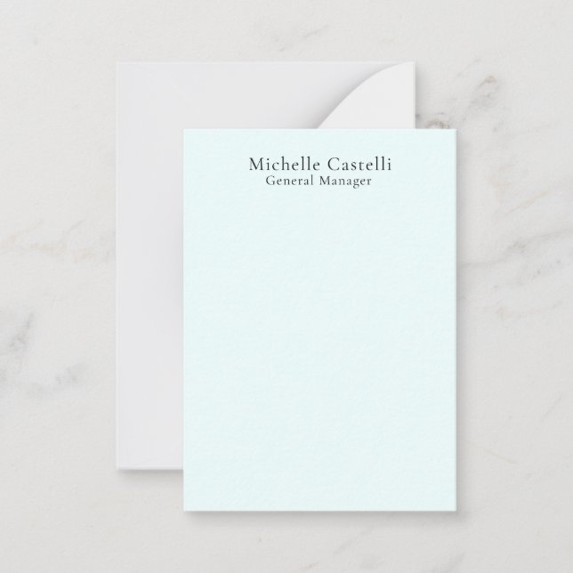 Azure Blue Professional Unique Classical Simple Anteckningskort (Framsida)