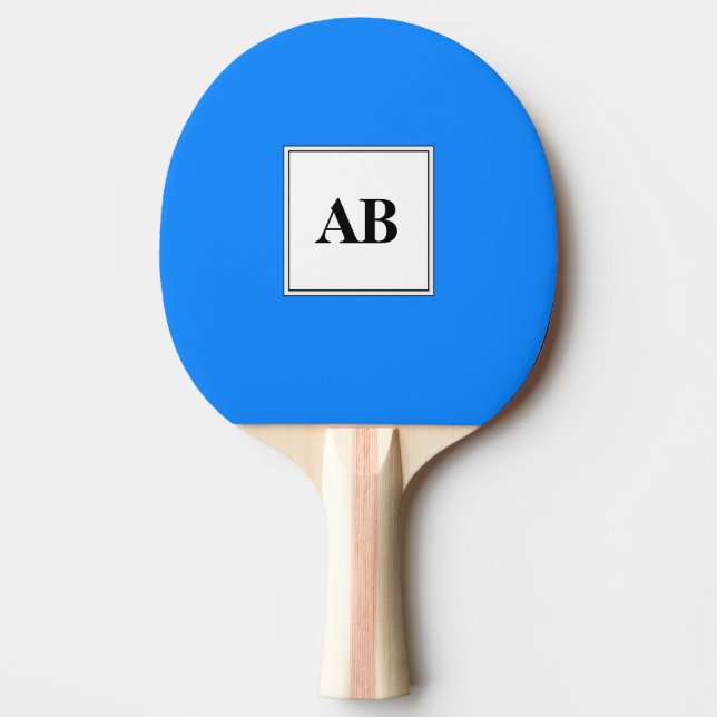 Azure blue solid färg med monogram pingisracket (Framsidan)
