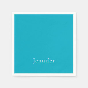 Azure Blue Trendig Modern Minimalist Namn Pappersservett