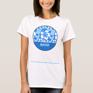 Azure Blue Tropical Hibiscus Personlig T-shirt
