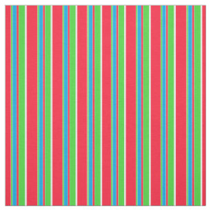 Azure Blue White Lime Green Red Rand Mönster Tyg
