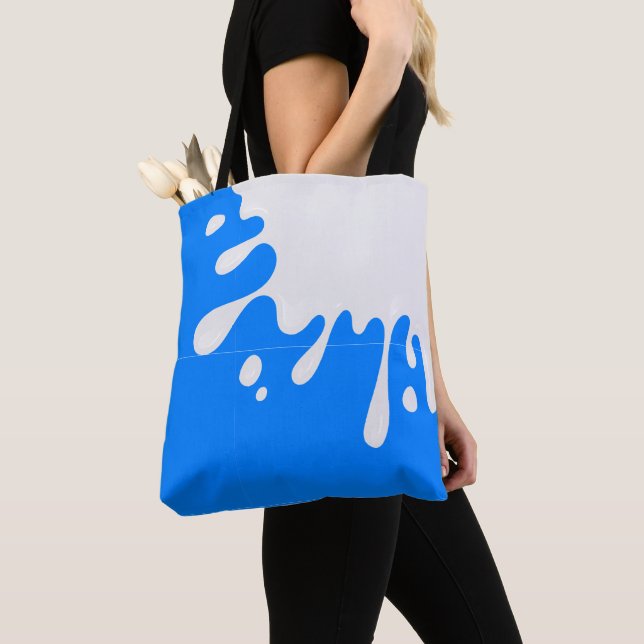 Azure Blue White Paint Stänk Tygkasse (Närbild)