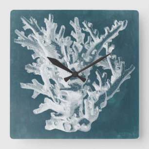 Azure Coral I Fyrkantig Klocka
