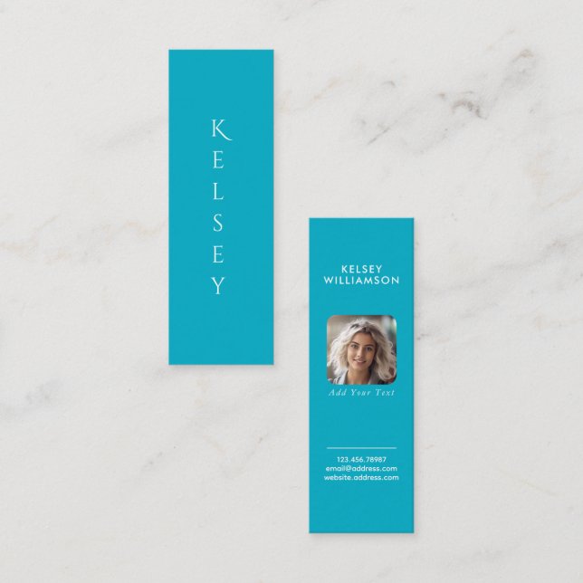 Azure Customizable Photo Mini Business Card Visitkort (Fram/baksida)