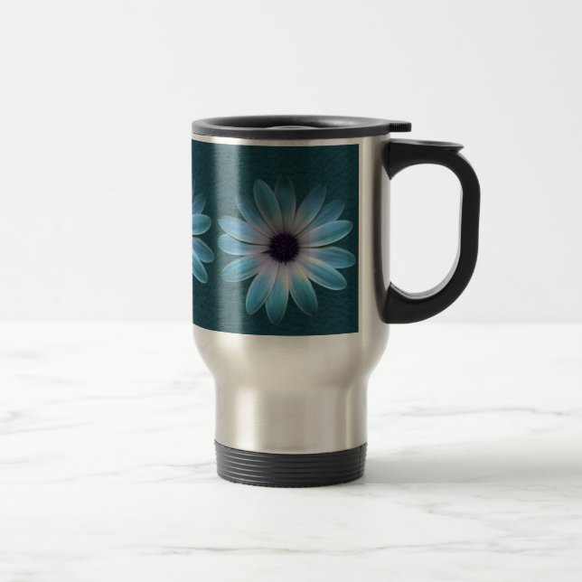 Azure Daisy på Mörk till läderutskrift Resemugg (Höger)