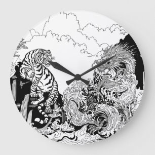 Azure Dragon and White Tiger. Illustration Stor Klocka