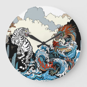 Azure Dragon and White Tiger. Illustration Stor Klocka