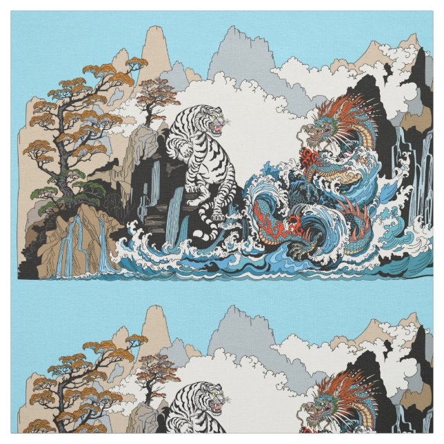 Azure Dragon and White Tiger. Illustration Tyg (Provkarta)