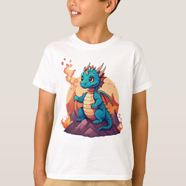Azure Dragon Glöd på Lava – Mythiskt Eld & Is  T Shirt (Framsida)