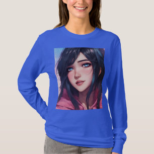 "Azure Elegance: Blue Fullt Sleeve Women's T-Shirt