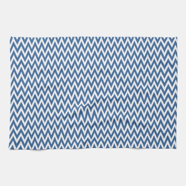Azure Elegant Chevron Design Kökshandduk (Horisontell)