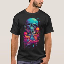 Azure Enigma: Blue Jellyfish Skull T Shirt