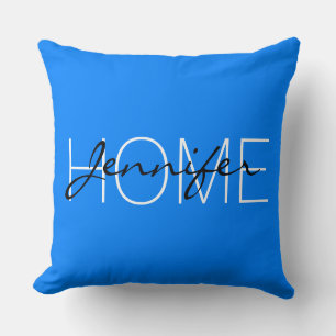 Azure färg Home monogram Kudde