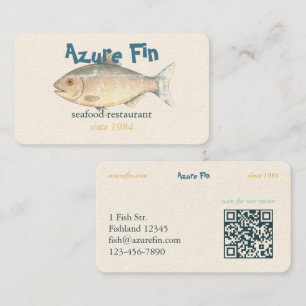 Azure Fin Classic Fish Restaurant QR-kod Visitkort