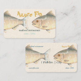 Azure Fin Elegant Fish Restaurator Visitkort