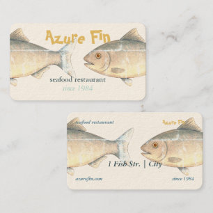 Azure Fin Elegant Fish Restaurator Visitkort