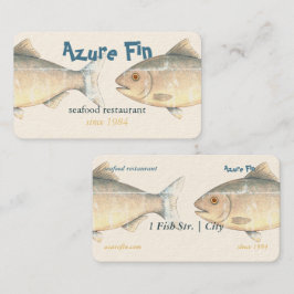 Azure Fin Elegant Fish Restaurator Visitkort
