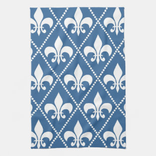 Azure Fleur de Lis Kökshandduk