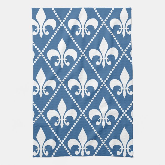 Azure Fleur de Lis Kökshandduk (Vertikal)