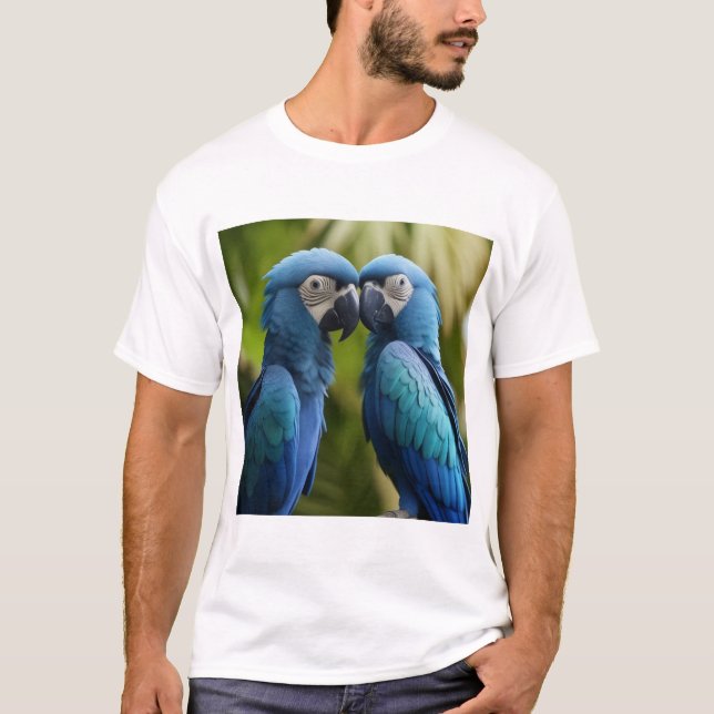 Azure Flight: Blue Macaw T Shirt (Framsida)