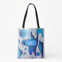 Azure Flow Monogrammed Carry-All Tote