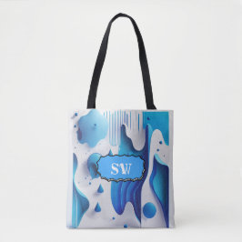 Azure Flow Monogrammed Carry-All Tote Tygkasse