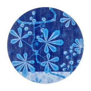 Azure Frost Flower Round Glass Caking Board