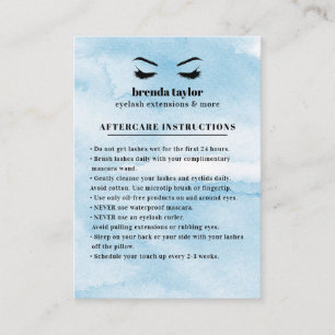 Azure Glam Eyelash Browbar AEftercare Instructions Visitkort