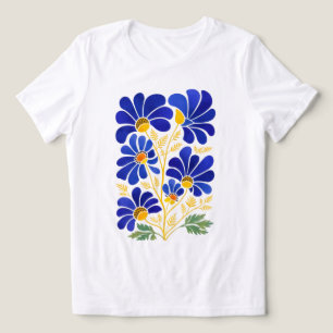 Azure Gold Dam Abstrakta Blommotivan T‑Shirt T Shirt