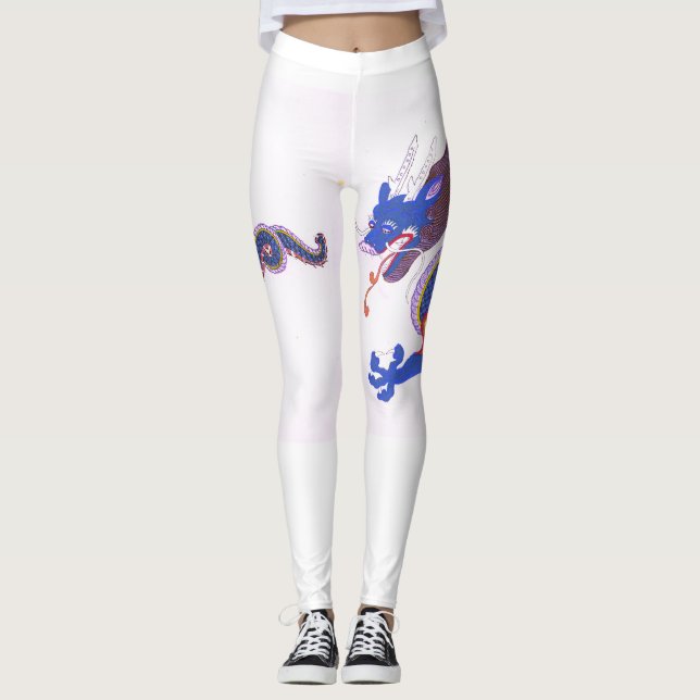 Azure Guardian-Japanese Dragon of the Eastern Sky Leggings (Framsida)