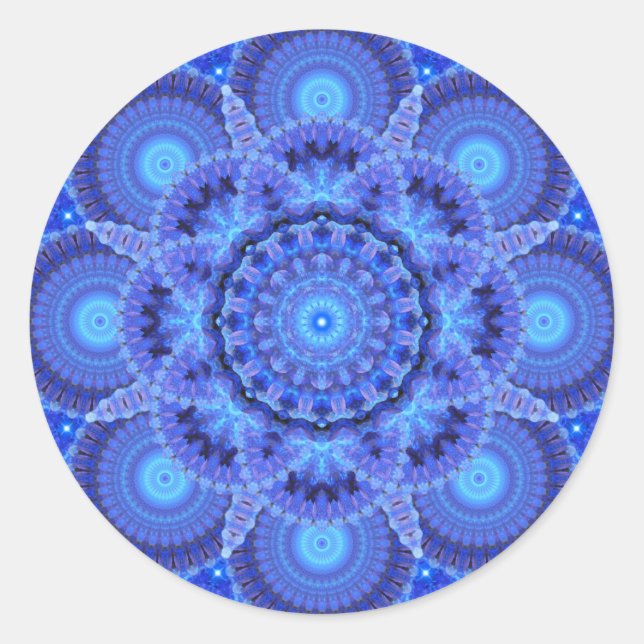 Azure Harmony Mandala Runt Klistermärke (Framsida)