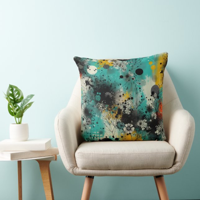 Azure Ink Abstract Throw Pillow Kudde (Stol)